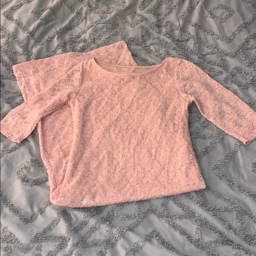 Pink blush maternity lace dress